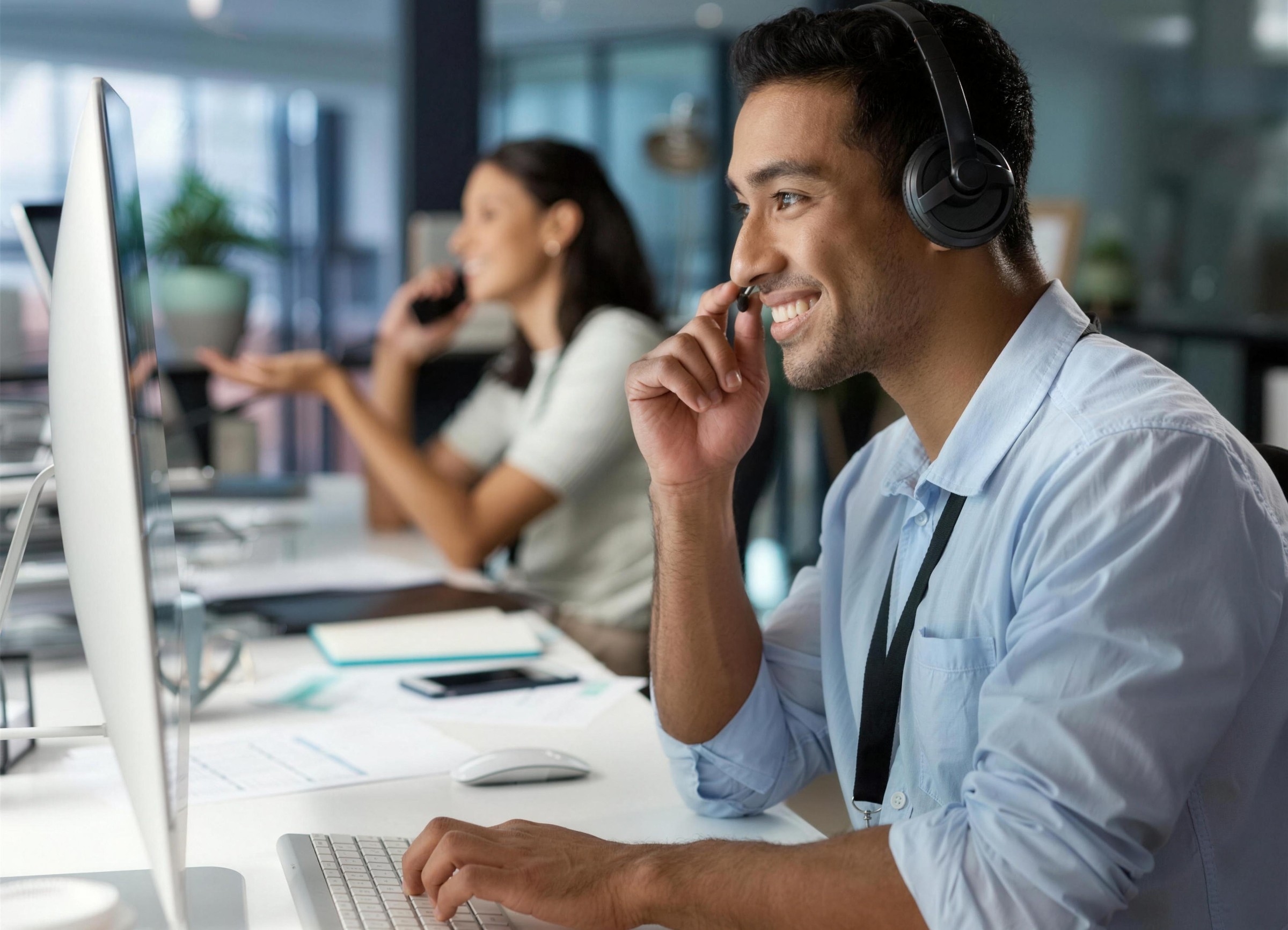 Concierge service desk professionals at work